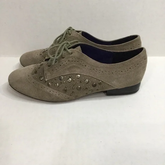 Libby Edelm Raina Suede Lace Up Studded Flats - Picture 2 of 11